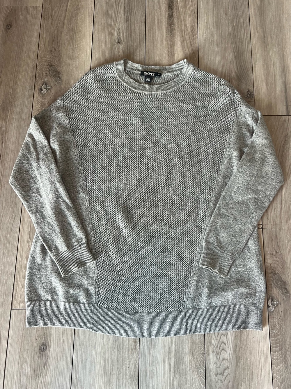 DKNY Wool Silk Cashmere Crewneck Sweater Grey Textured Womens small / petite